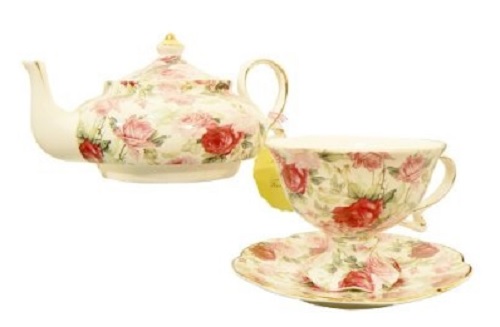 Stacked Teapot, Cup and Saucer Separate for Actual Use