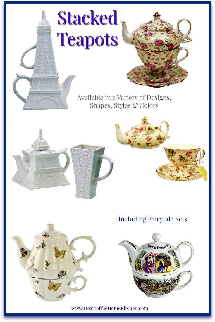 Stacked teapots & tea sets make perfect gifts for anyone who enjoys tea or collects tea sets. They are beautiful tea for one cup and teapot combinations